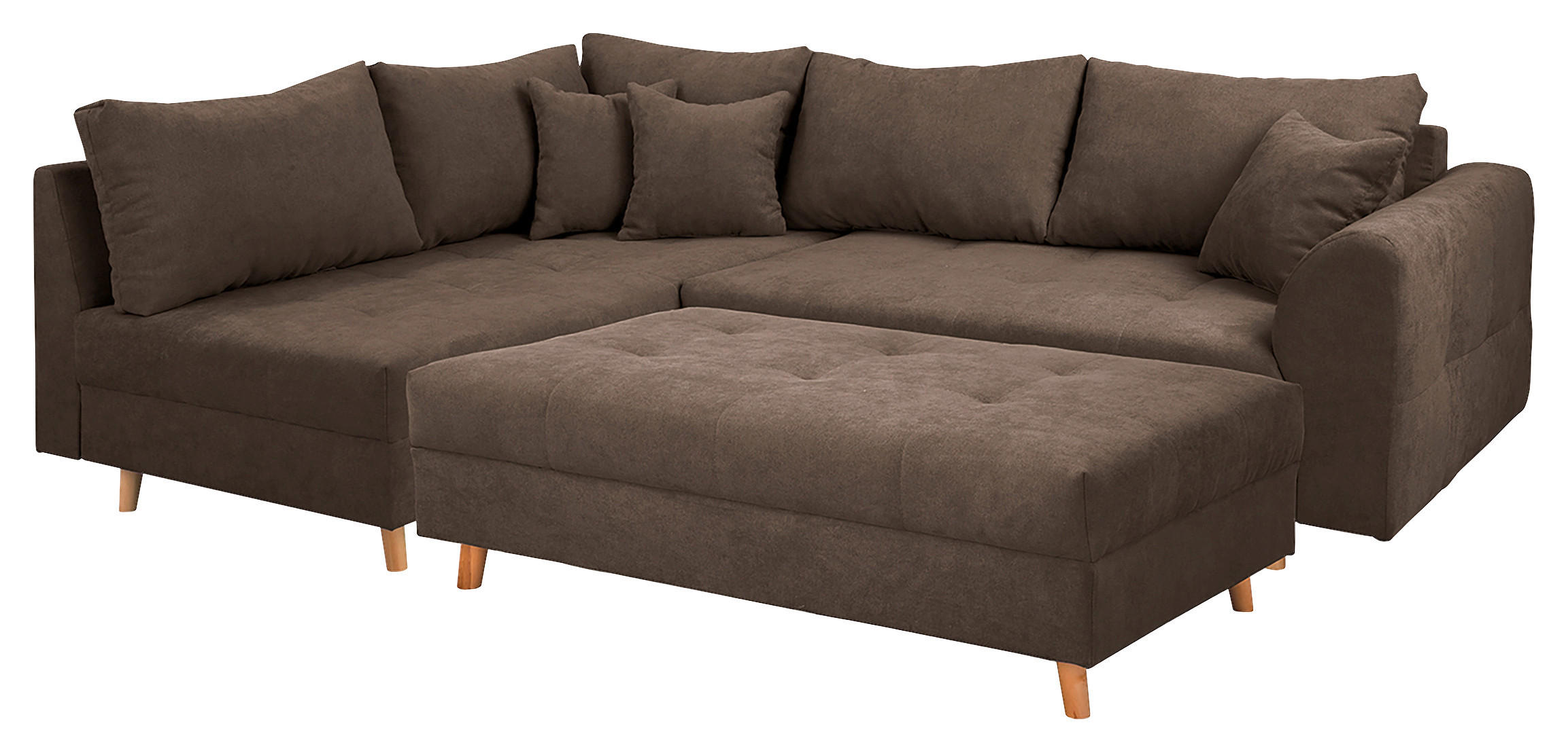 ECKSOFA inkl. Hocker Ariella Schlammfarben Mikrofaser  - Schlammfarben/Naturfarben, Design, Holz/Textil (161/231cm) - Livetastic