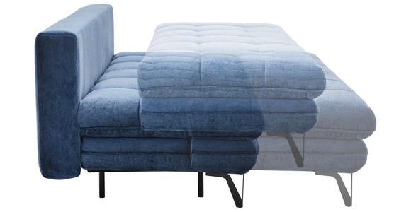 SCHLAFSOFA Samt Dunkelblau - Schwarz/Dunkelblau, Design, Textil/Metall (205/79-96/95cm) - Novel