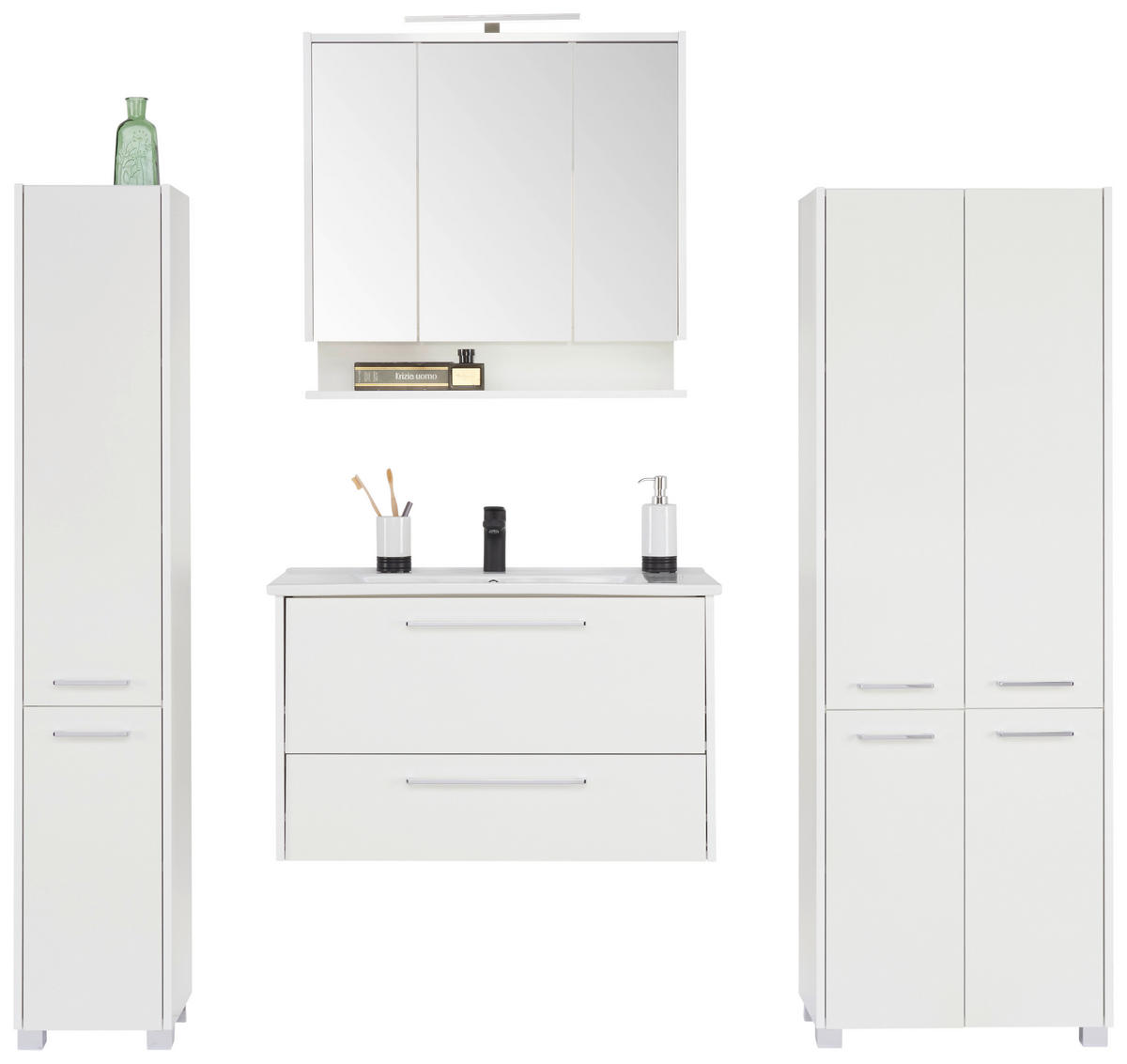 HOCHSCHRANK 56,9/164,5/33 cm  - Chromfarben/Weiß, KONVENTIONELL, Holzwerkstoff/Metall (56,9/164,5/33cm) - Stylife