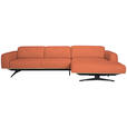 ECKSOFA in Struktur Orange  - Eichefarben/Schwarz, Design, Holz/Textil (305/163cm) - Novel