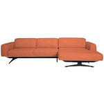 ECKSOFA in Struktur Orange  - Eichefarben/Schwarz, Design, Holz/Textil (305/163cm) - Novel