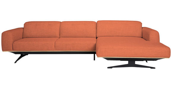 ECKSOFA Orange Struktur  - Eichefarben/Schwarz, Design, Holz/Textil (305/163cm) - Novel