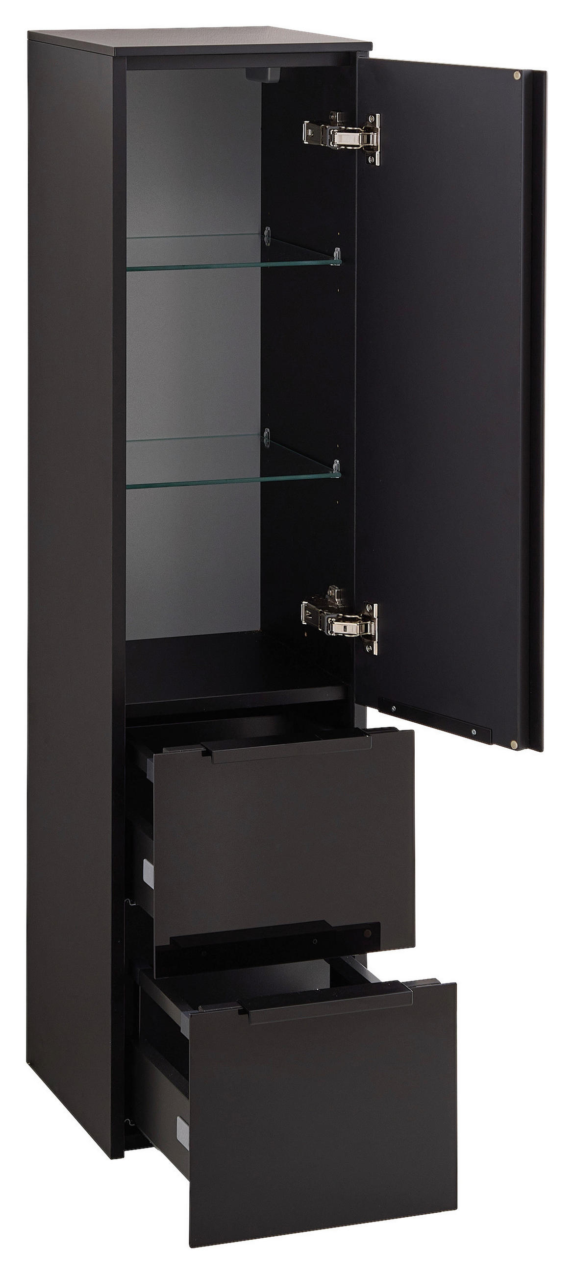 MIDISCHRANK 30/121/33 cm  - Schwarz, Design, Glas/Holzwerkstoff (30/121/33cm) - Leonardo Living