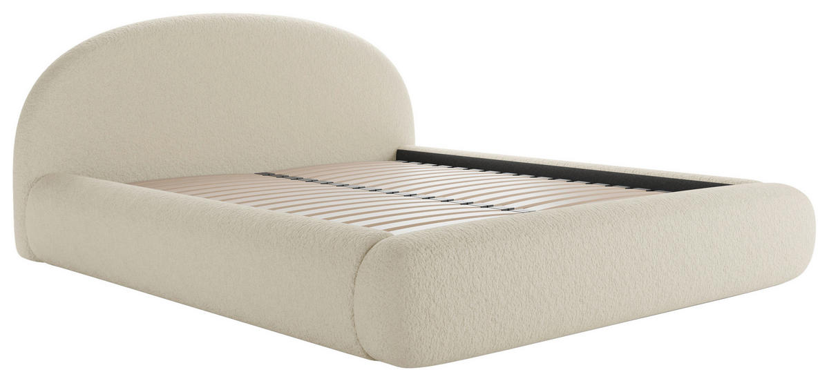 POLSTERBETT 160/200 cm,  in Beige, gepolstertes Kopfteil, Lattenrost, Bettkasten,  - Beige/Schwarz, Design, Holz/Textil (160/200cm) - Chameo