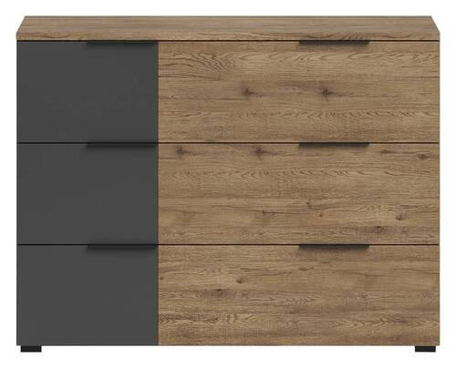 KOMODA, - barve hrasta/barve grafita, Design, leseni material (120/89/40cm) - Hom`in
