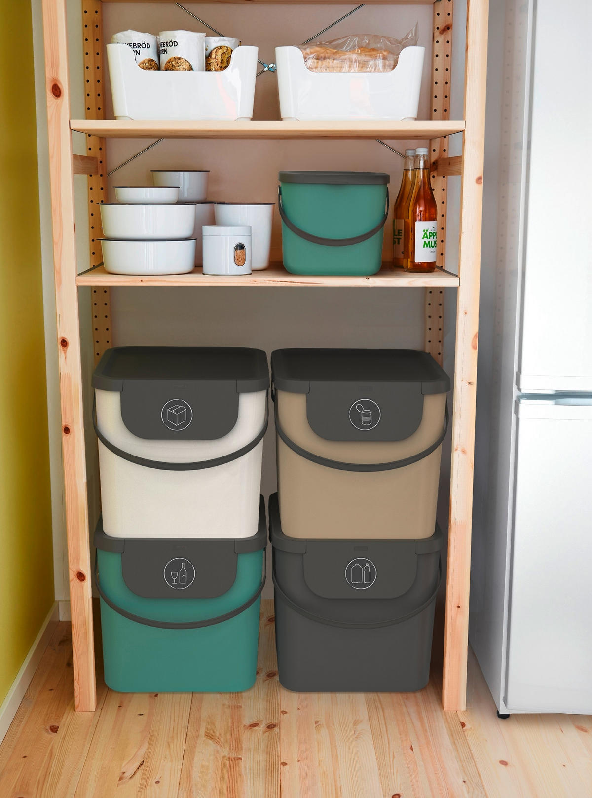 KOŠ NA ODPADKY  40 l - tmavě zelená, Basics, plast (40/35,5/34cm) - Rotho