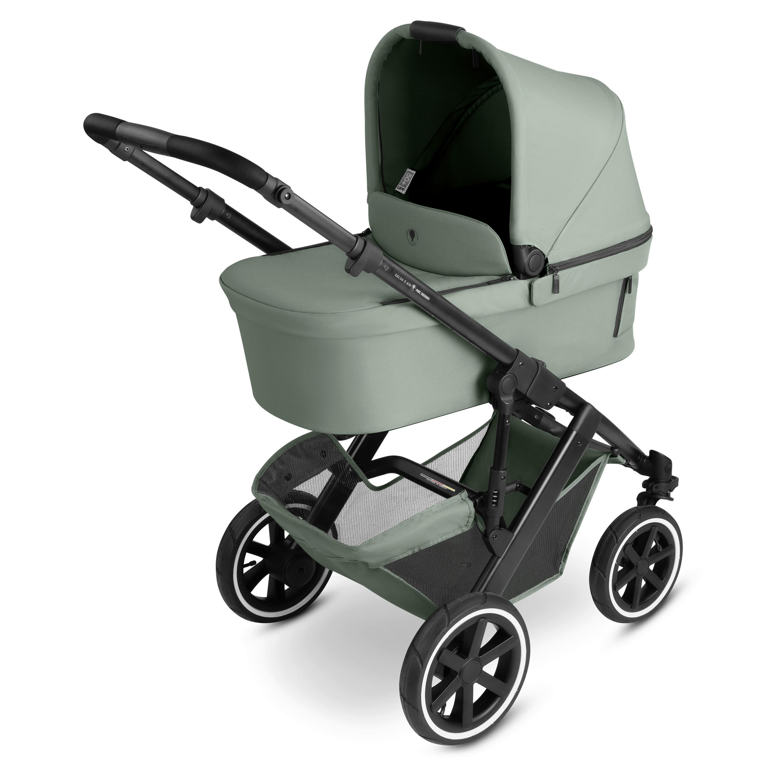 KINDERWAGEN  Salsa 5 Air  Pine  - Pastellgrün/Schwarz, Basics, Textil/Metall (63/118/95,5cm) - ABC Design