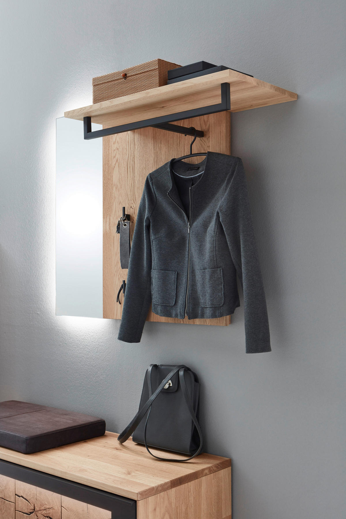 GARDEROBE  in 233,8/182/45,2 cm  - Wildeiche, Design, Glas/Holz (233,8/182/45,2cm) - Valdera