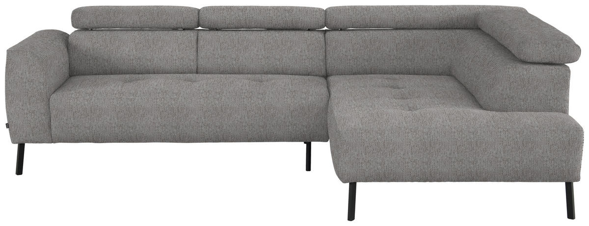 ECKSOFA in Webstoff Taupe  - Taupe/Schwarz, Design, Textil/Metall (280/205cm) - MID.YOU