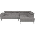 ECKSOFA in Webstoff Taupe  280/205 cm  - Taupe/Schwarz, Design, Textil/Metall (280/205cm) - Xora