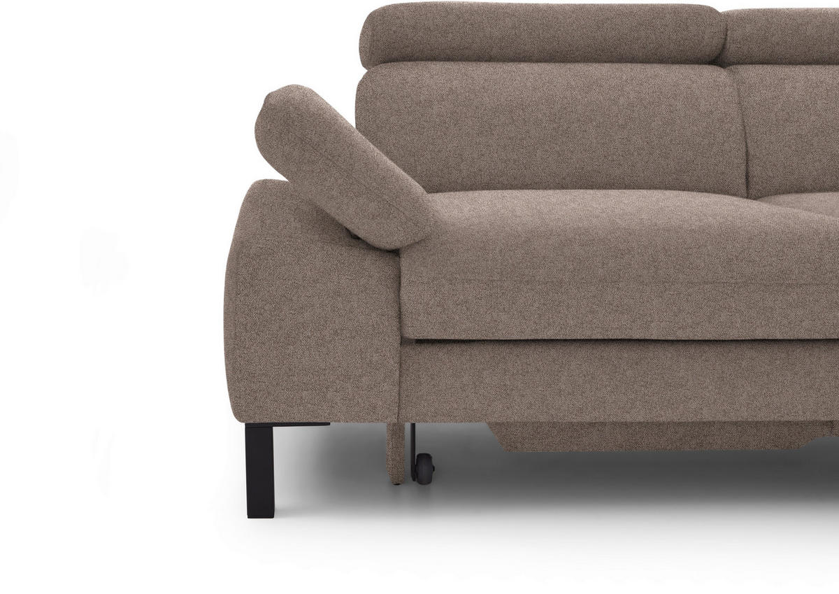 ECKSOFA in Flachgewebe Taupe  - Taupe/Schwarz, Design, Holzwerkstoff/Textil (272/217cm) - Pure Home Comfort