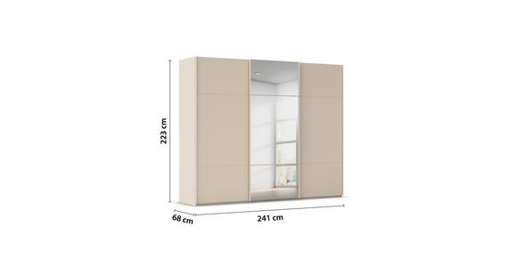 SCHWEBETÜRENSCHRANK 242/223/68 cm 3-türig Champagner - Champagner, KONVENTIONELL, Glas/Holzwerkstoff (242/223/68cm) - Novel