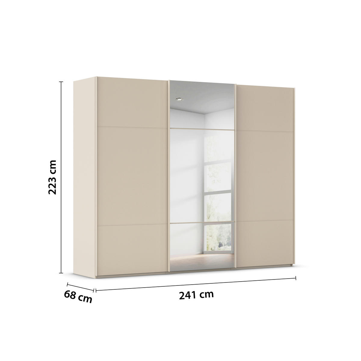 SCHWEBETÜRENSCHRANK 242/223/68 cm 3-türig Champagner  - Champagner, KONVENTIONELL, Glas/Holzwerkstoff (242/223/68cm) - Novel