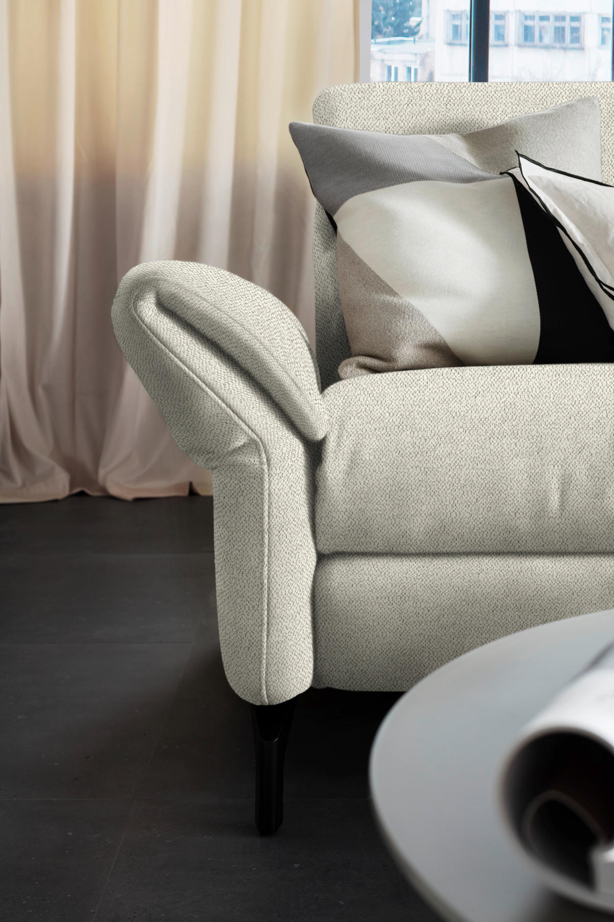 ECKSOFA in Chenille Creme  299/187 cm  - Creme/Schwarz, Design, Textil/Metall (299/187cm) - Schöner Wohnen