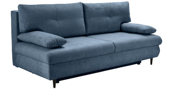 SCHLAFSOFA Chenille Blau - Blau/Schwarz, KONVENTIONELL, Holz/Textil (212/97/105cm) - Carryhome