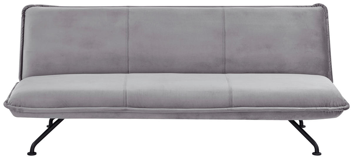 SCHLAFSOFA in Velours Grau  - Schwarz/Grau, MODERN, Textil/Metall (190/75/89cm) - MID.YOU