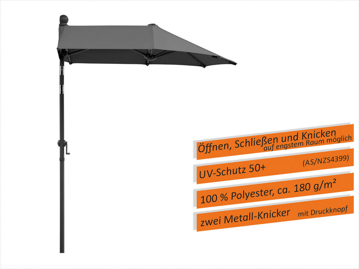 AMPELSCHIRM 150 cm Anthrazit  - Anthrazit, Basics, Textil/Metall (150/228/150cm) - Schneider