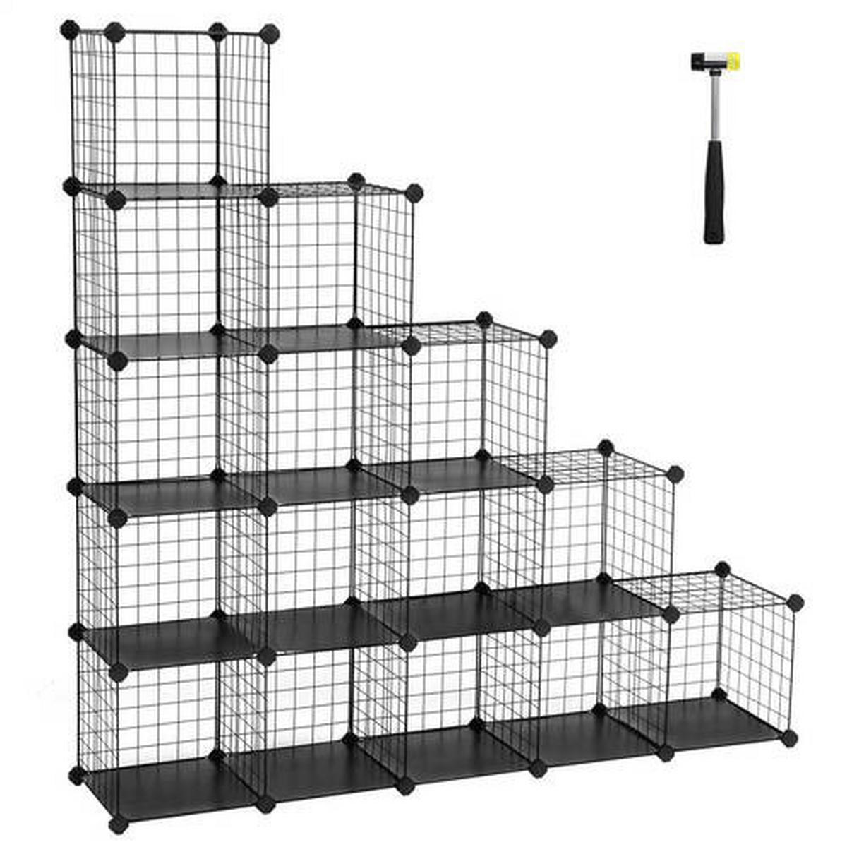 REGALKOMBINATION - Schwarz, Basics, Kunststoff/Metall (123/123/31cm) - Boxxx