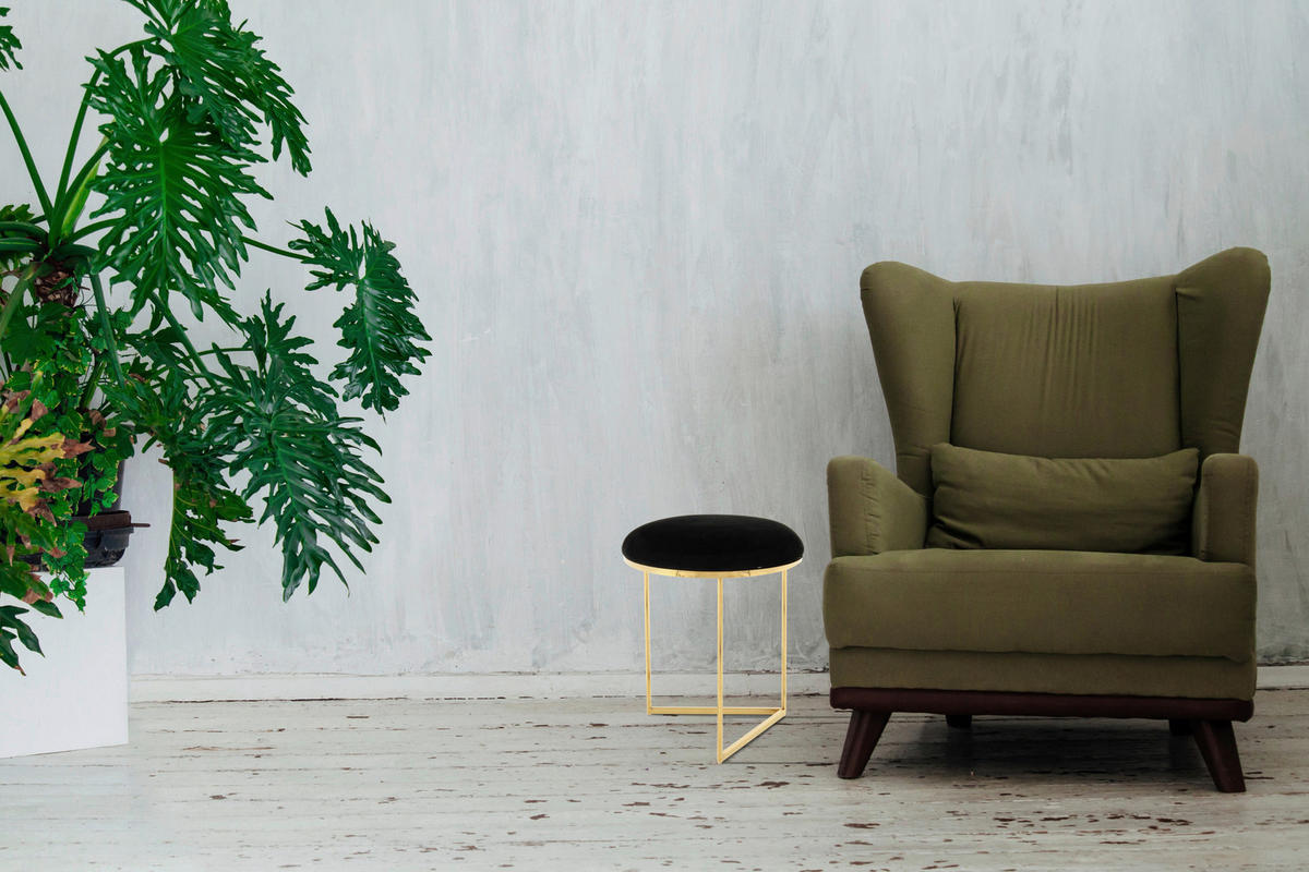 HOCKER Samt Schwarz  - Goldfarben/Schwarz, Design, Textil/Metall (40/49cm) - Kayoom