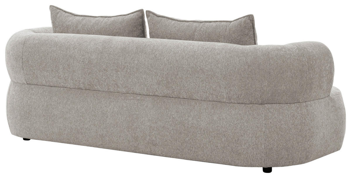 3-SITZER-SOFA Chenille Hellgrau  - Hellgrau/Schwarz, Design, Kunststoff/Textil (200/76/96cm) - Livetastic