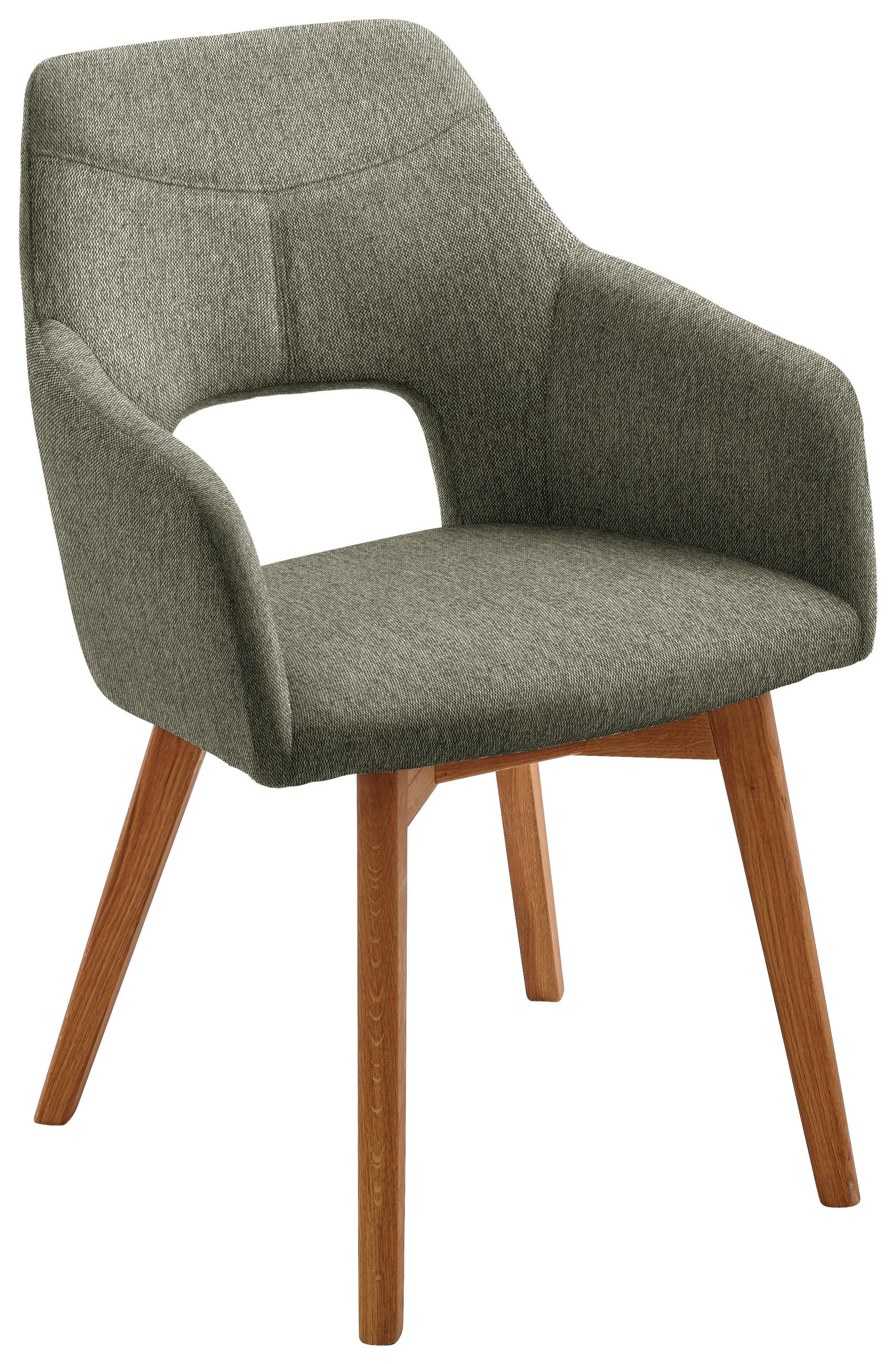 ARMLEHNSTUHL  in Webstoff  - Eichefarben/Olivgrün, Design, Holz/Textil (57/84/57cm) - Voleo