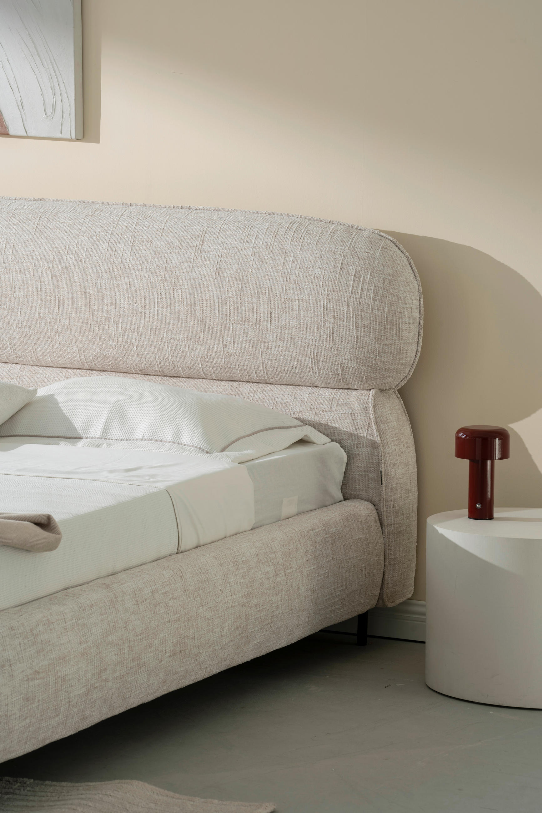 POLSTERBETT 180/200 cm, inkl. gepolstertes Kopfteil, Lattenrost,  in Beige  - Eichefarben/Beige, Design, Holz/Textil (180/200cm) - Boxxx