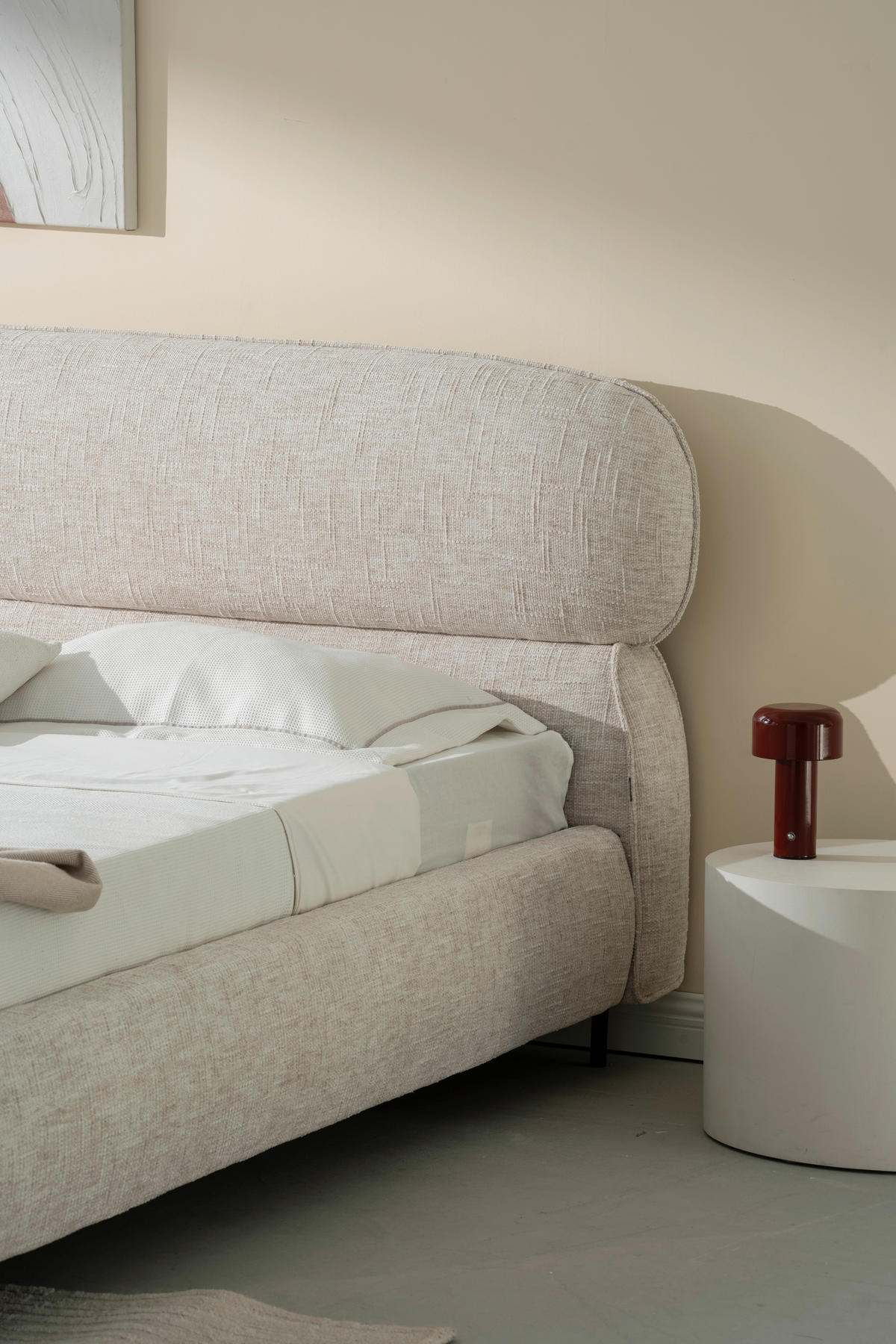 POLSTERBETT 180/200 cm, inkl. gepolstertes Kopfteil, Lattenrost,  in Beige  - Eichefarben/Beige, Design, Holz/Textil (180/200cm) - Boxxx