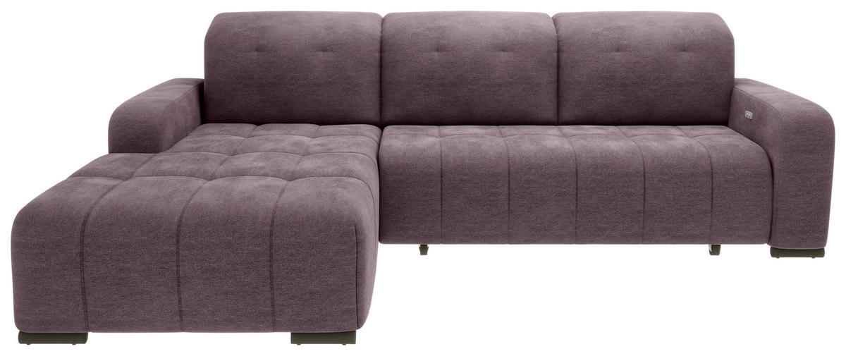 ECKSOFA VICARI Bordeaux Mikrofaser Kopfteilverstellung, Sitzvorzug  - Bordeaux/Schwarz, MODERN, Textil/Metall (185/292cm) - Livetastic