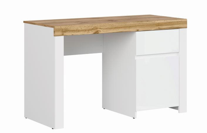 PISAĆI STOL bijela, hrast Wotan, bijela visoki sjaj drvni materijal - bijela/bijela visoki sjaj, Design, drvni materijal (56,5/81,5/130,2cm) - Carryhome