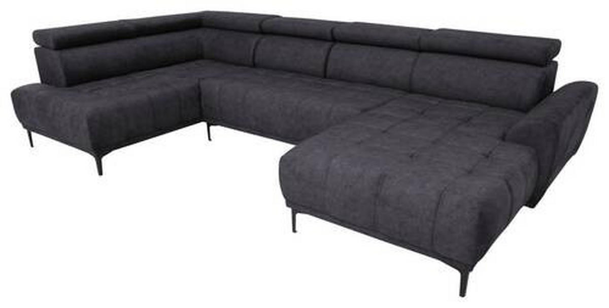 WOHNLANDSCHAFT Dunkelbraun Velours  - Dunkelbraun/Schwarz, Design, Textil/Metall (191/340/172cm) - Stylife