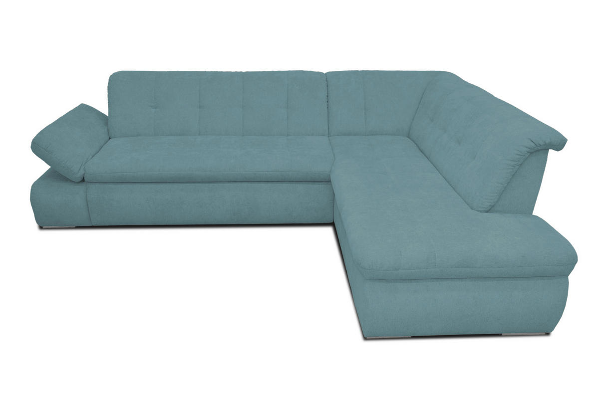 ECKSOFA Petrol Mikrofaser  - Chromfarben/Petrol, KONVENTIONELL, Textil/Metall (273/216cm) - MID.YOU