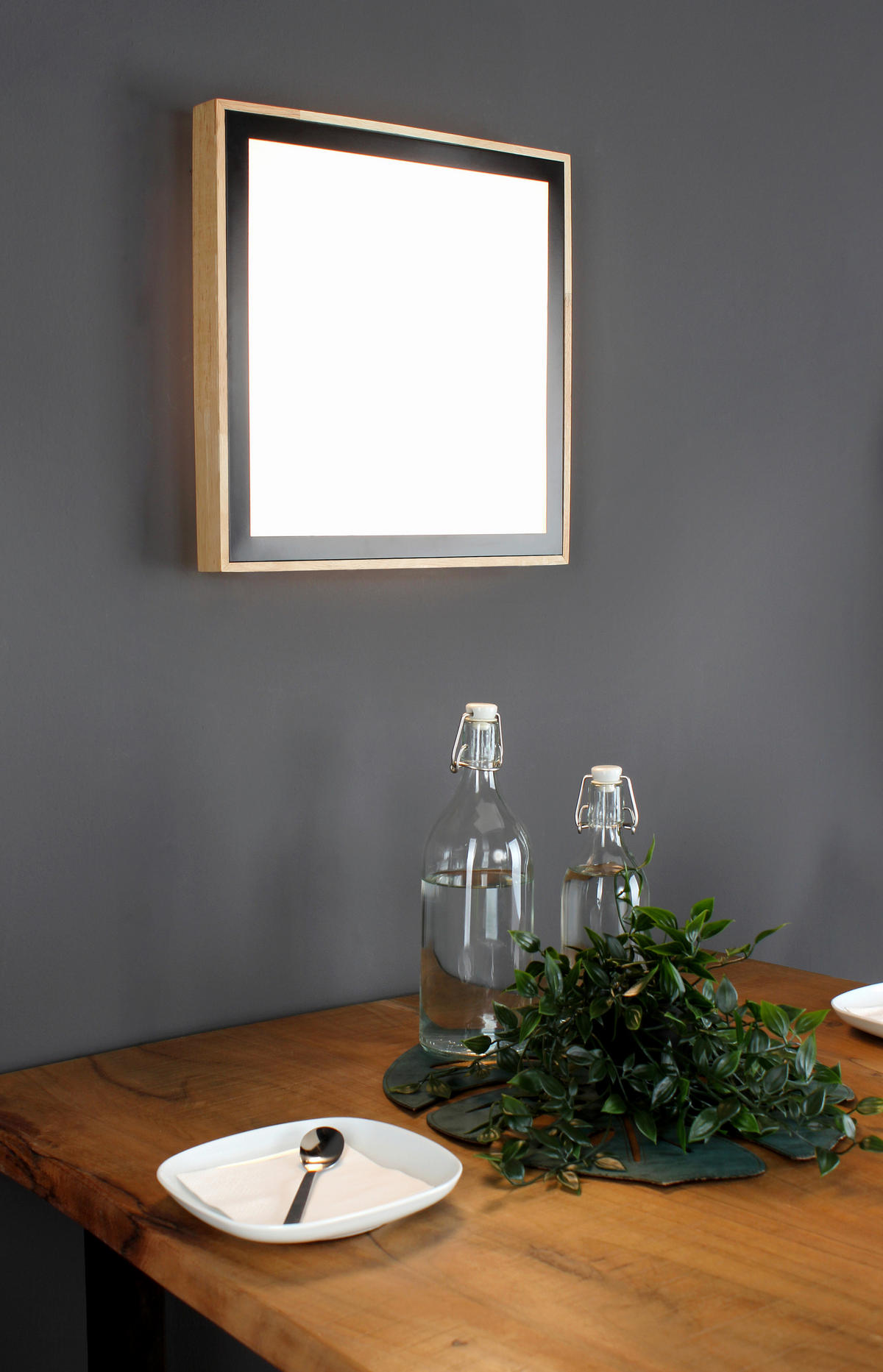 LED-DECKENLEUCHTE Solstar 39/39/9 cm   - Buchefarben/Schwarz, Natur, Holz/Kunststoff (39/39/9cm)