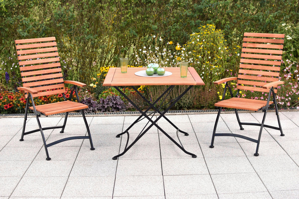 GARTENSESSEL Holz, Metall Graphitfarben, Naturfarben  - Graphitfarben/Naturfarben, KONVENTIONELL, Holz/Metall (55/109/107cm) - Gardenson