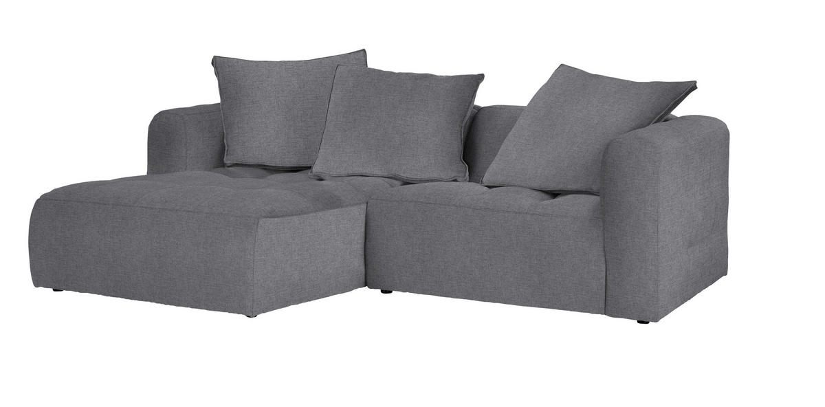 ECKSOFA in Flachgewebe Grau  - Schwarz/Grau, Modern, Kunststoff/Textil (173/240cm) - Stylife
