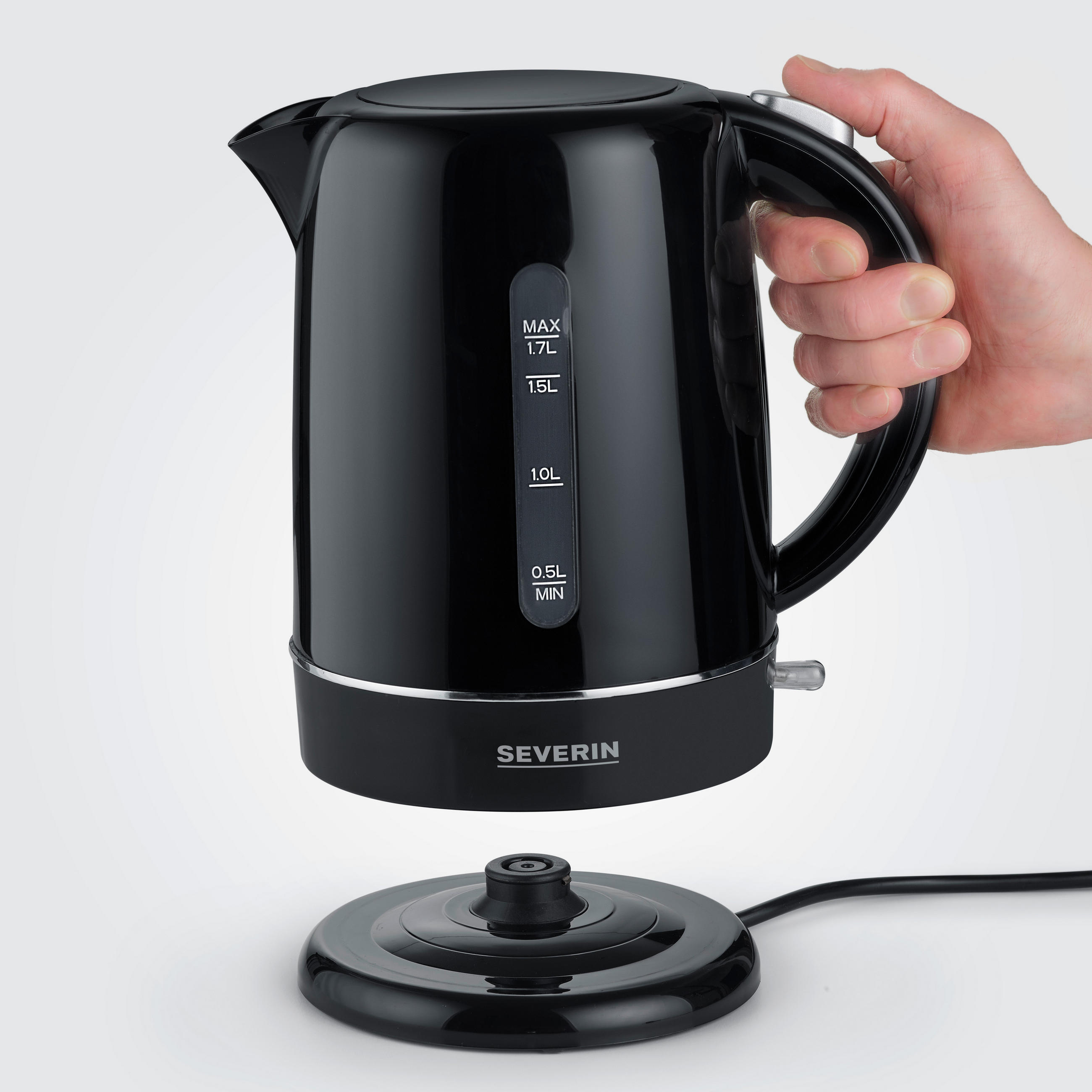 WASSERKOCHER 1,7 L  - Schwarz, Basics, Kunststoff (15,5/23,5/22cm) - Severin