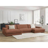 WOHNLANDSCHAFT LEONARD Orange Cord  - Schwarz/Orange, MODERN, Kunststoff/Textil (159/404/159cm)