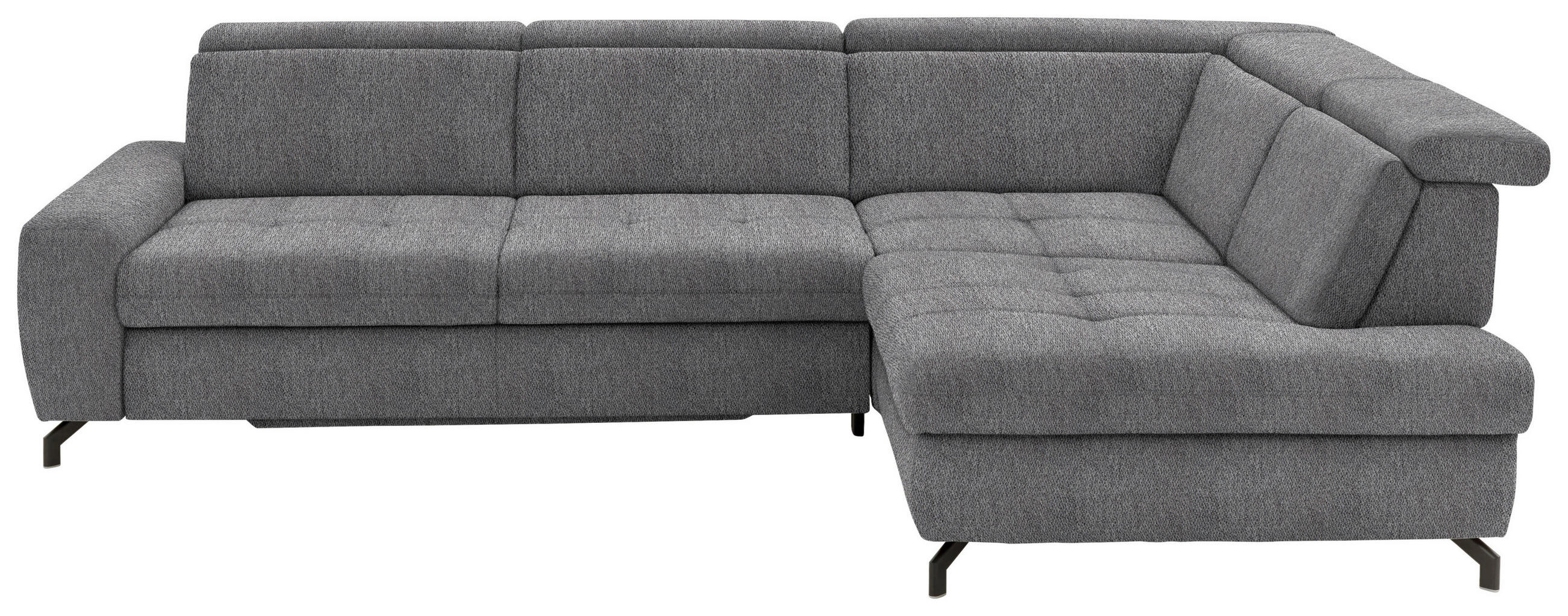 ECKSOFA in Chenille Grau  - Schwarz/Grau, Design, Textil/Metall (310/220cm) - Beldomo Style