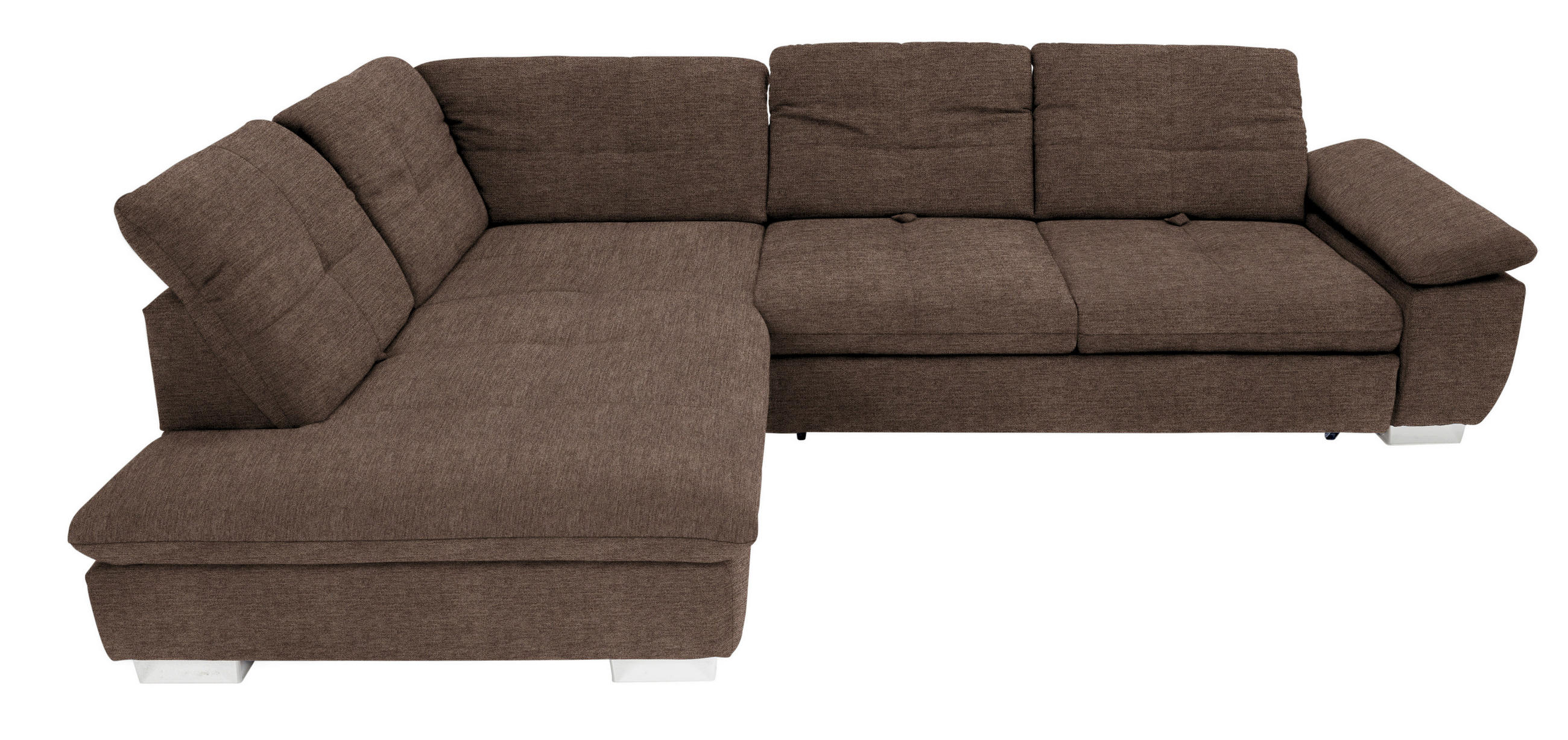 ECKSOFA in Chenille Dunkelbraun  242/313 cm  - Chromfarben/Dunkelbraun, Design, Textil (242/313cm) - Xora