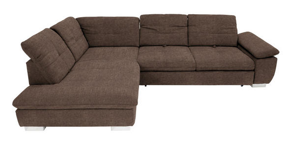 ECKSOFA in Chenille Braun  - Chromfarben/Braun, Design, Textil (242/313cm) - Xora