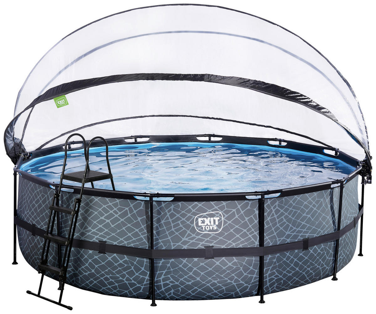 POOL 488/122 cm  - Blaugrau, Konventionell, Kunststoff/Metall (488/122cm) - EXIT Toys