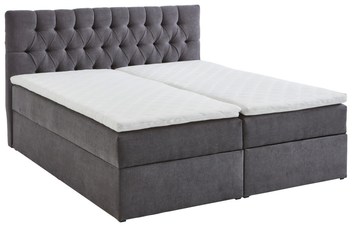 BOXBETT 180/200 cm  in Grau  - Schwarz/Grau, Modern, Kunststoff/Textil (180/200cm) - MID.YOU