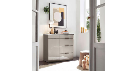 KOMMODE  in 100/91,2/43 cm  - Schieferfarben/Hellgrau, Basics, Glas/Holzwerkstoff (100/91,2/43cm) - Dieter Knoll