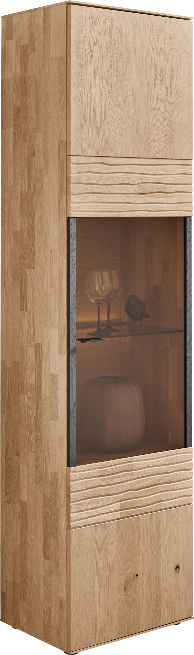 VITRINE  in massiv Kerneiche Eichefarben - Eichefarben/Anthrazit, Natur, Glas/Holz (53/206/39cm) - Valnatura