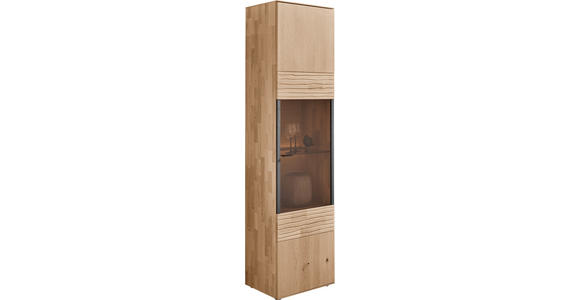 VITRINE  in massiv Kerneiche Eichefarben - Eichefarben/Anthrazit, Natur, Glas/Holz (53/206/39cm) - Valnatura