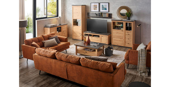 WOHNWAND  in Dunkelgrau, Eiche Artisan  329,4/209,2/50 cm  - Dunkelgrau/Anthrazit, MODERN, Glas/Holzwerkstoff (329,4/209,2/50cm) - Hom`in