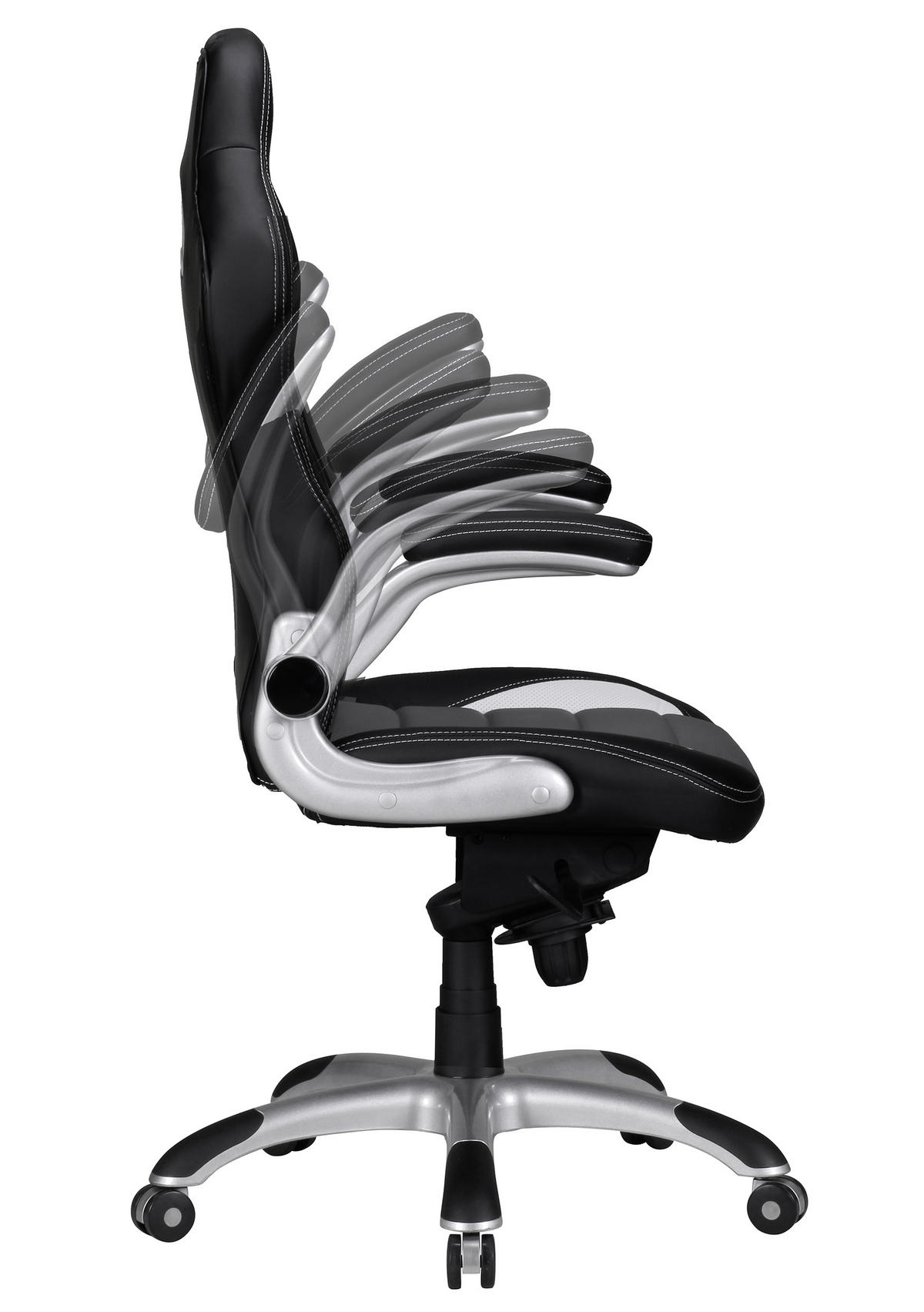 GAMINGSTUHL  in Lederlook, Webstoff Grau, Schwarz  - Alufarben/Schwarz, Modern, Kunststoff/Textil (70/120/70cm) - MID.YOU