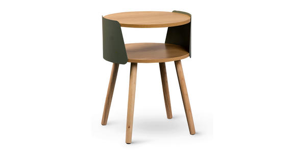 BEISTELLTISCH 40/40/55 cm Eiche massiv Grün, Eichefarben rund - Eichefarben/Grün, Design, Holz/Holzwerkstoff (40/40/55cm) - Xora