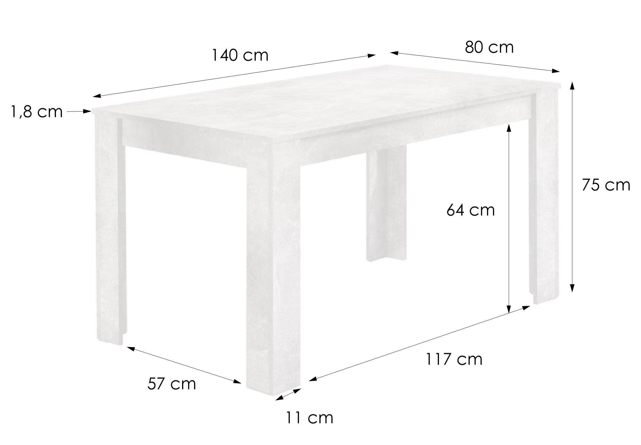 ESSTISCH 140/80/75 cm Eichefarben rechteckig  - Eichefarben, MODERN (140/80/75cm) - MID.YOU
