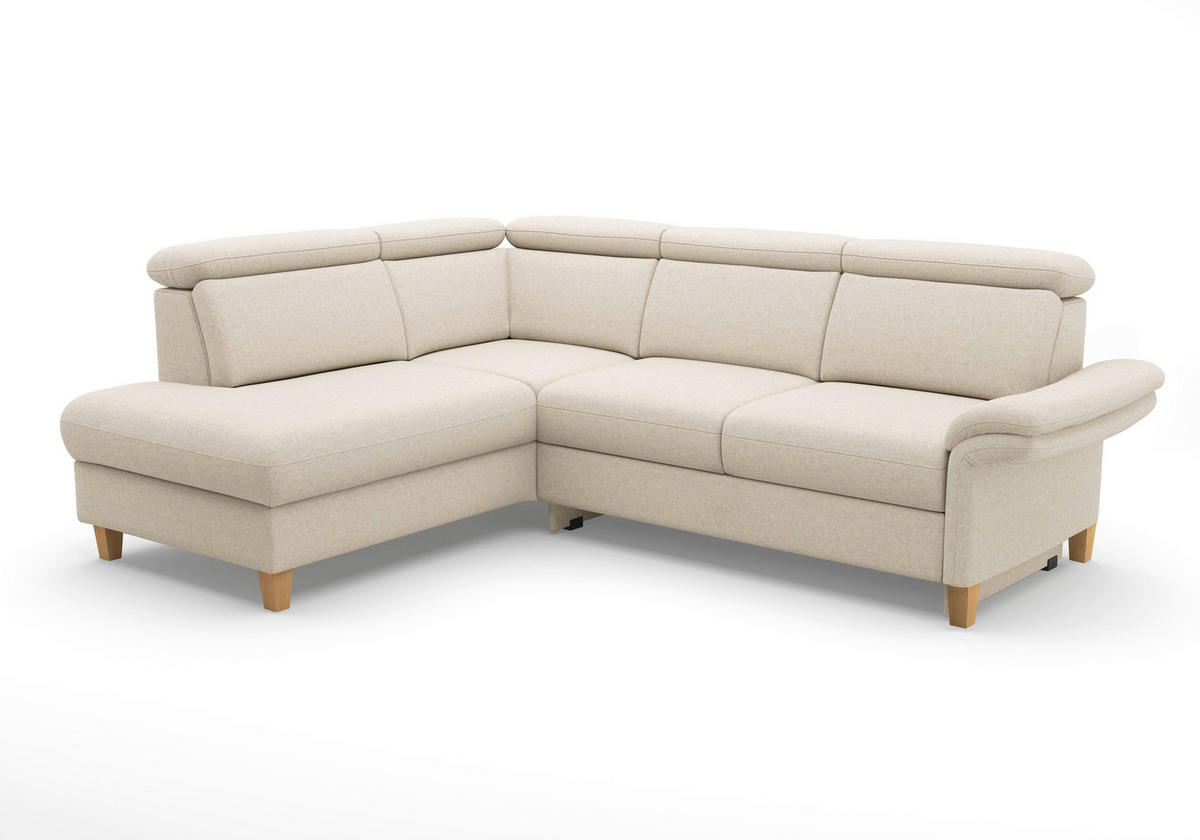 ECKSOFA Flachgewebe Creme  - Eichefarben/Creme, Konventionell, Holz/Textil (193/247cm) - Sit & More