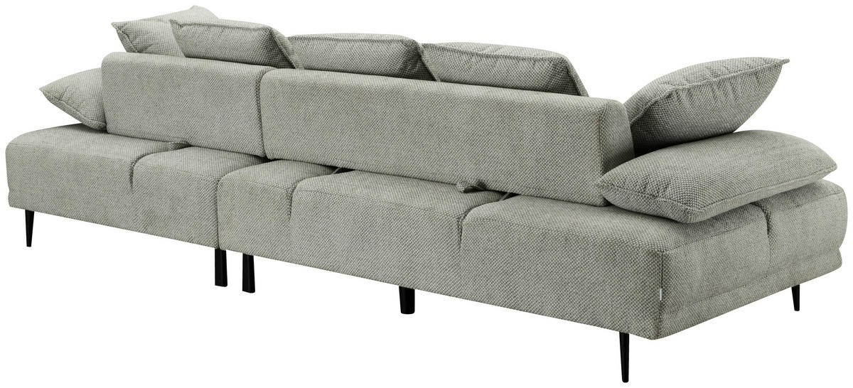 ECKSOFA in Mikrofaser Hellgrau  282/171 cm  - Hellgrau/Schwarz, Design, Textil/Metall (282/171cm) - Hom`in